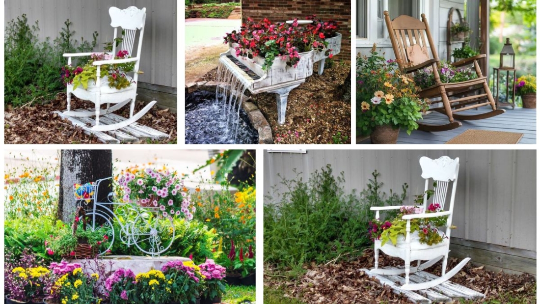 Repurposed Furniture Flower Beds for Creativity